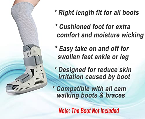 2 Pairs Walking Boot Socks for Orthopedic Walker Brace, Replacement Sock Liner Knee High Tube Socks Under Air Cam Walkers and Fracture Boot, Medical Air Cast Socks for Surgical Leg Cover