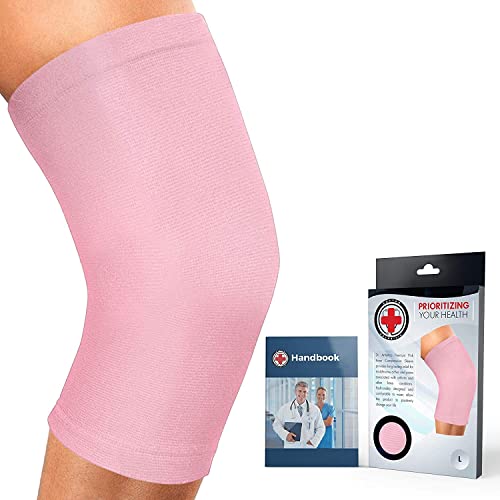 Doctor Developed Knee Brace / Knee Support / Knee Compression Sleeve [single] & Doctor Written Handbook -guaranteed relief for Arthritis, Tendonitis, Injury, (Black/Pink) (Pink, 6X-Large (Pack of 1))