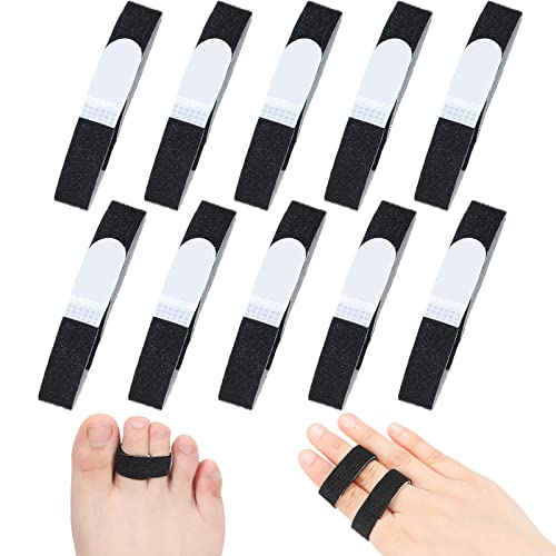 10 Pack Buddy Tape Finger Straps No Slip Hook and Loop Finger Splints Washable and Reusable Finger Tape Padded Support Finger Wrap for Broken, Sprained, Fractured Fingers