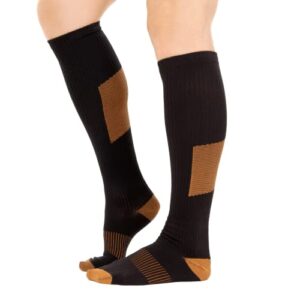 braceability compression socks – copper-infused medical stockings for anti-embolism inflammation, pregnancy pain, varicose spider veins, travel, flights, running, diabetic adult relief (l/xl pair)
