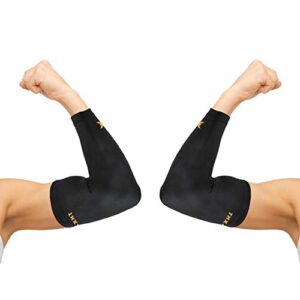 thx4copper elbow compression sleeve(2 pieces) – 1copper infused support –guaranteed recovery copper elbow brace-idea for workouts, sports, golfers, tennis elbow, arthritis, tendonitis-large