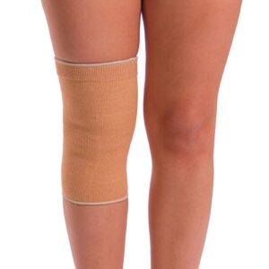 BraceAbility Elastic Slip-on Knee Sleeve | Cotton Fabric Knee Pain Compression Bandage for Stretchy, Lightweight & Comfortable Support (Medium)