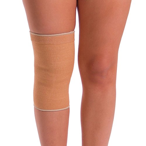 BraceAbility Elastic Slip-on Knee Sleeve | Cotton Fabric Knee Pain Compression Bandage for Stretchy, Lightweight & Comfortable Support (Medium)