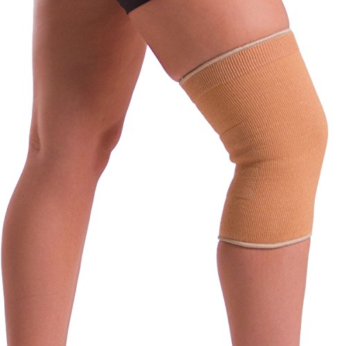 BraceAbility Elastic Slip-on Knee Sleeve | Cotton Fabric Knee Pain Compression Bandage for Stretchy, Lightweight & Comfortable Support (Medium)