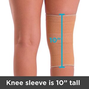 BraceAbility Elastic Slip-on Knee Sleeve | Cotton Fabric Knee Pain Compression Bandage for Stretchy, Lightweight & Comfortable Support (Medium)