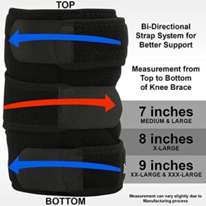 TechWare Pro Knee Brace Support - Relieves ACL, LCL, MCL, Meniscus Tear, Arthritis, Tendonitis Pain. Open Patella Dual Stabilizers Non Slip Comfort Neoprene. Adjustable Bi-Directional Straps - Large