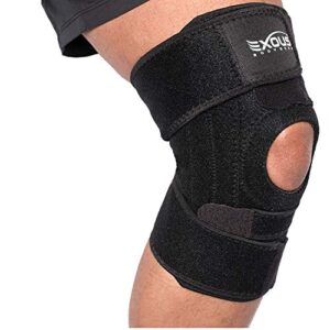 exous bodygear knee brace meniscus tear support fits women, men for arthritis acl, mcl pain patented 4-way adjustable nonslip wraparound strap dual side stabilizer for patella stability size [medium]