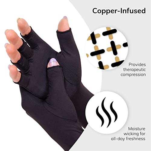 BraceAbility Compression Arthritis Gloves - Copper Hand Support for Rheumatoid or Psoriatic Arthritis, Carpal Tunnel Syndrome, Osteoarthritis, Swelling, Gout and Raynaud's Pain (Small - Pack of 2)