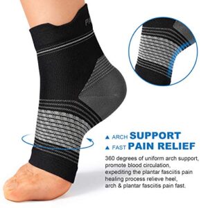 Plantar Fasciitis Sock (6 Pairs) for Men and Women, Compression Foot Sleeves with Arch and Ankle Support (Black, Large)