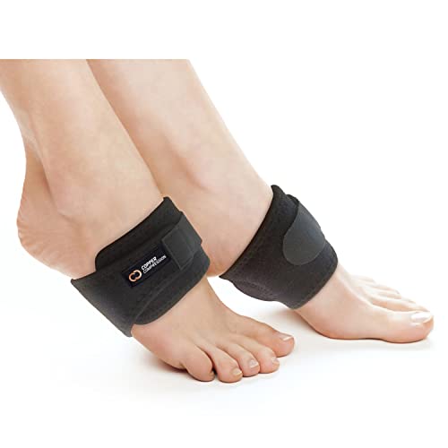 Copper Compression Adjustable Padded Arch Support - 2 Plantar Fasciitis Braces/Sleeves. Foot Care, Heel Spurs, Feet Pain Relief, Flat & Fallen Arches, High Arch, Flat Feet (1 Pair - One Size Fits All)