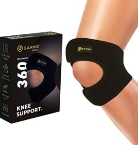 garno knee brace, adjustable neoprene stabilizer for meniscus tear, arthritis, tendonitis, mcl, acl, pain relief & recovery, tendon support strap for running; men & women (small/medium size)