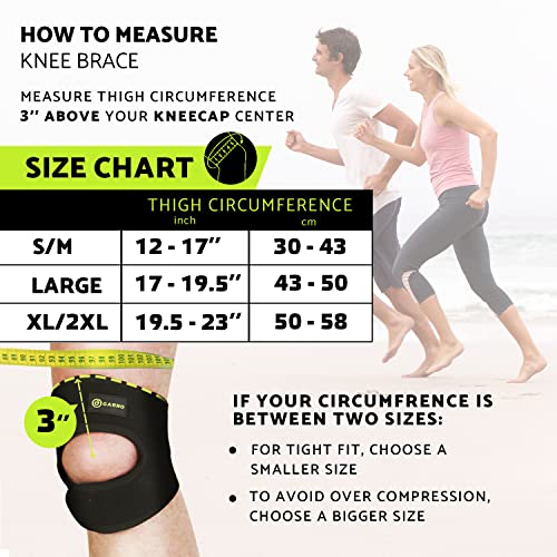 GARNO Knee Brace, Adjustable Neoprene Stabilizer for Meniscus Tear, Arthritis, Tendonitis, MCL, ACL, Pain Relief & Recovery, Tendon Support Strap for Running; Men & Women (Small/Medium Size)