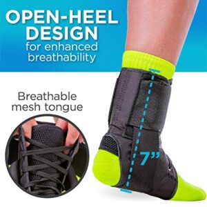 BraceAbility Sports Ankle Brace - Best Lace Up Figure 8 Sprained, Rolled or Twisted Active Support Wrap Stabilizer Splint for Basketball, Volleyball, Soccer, Working Out, Running Pain Treatment (XS)