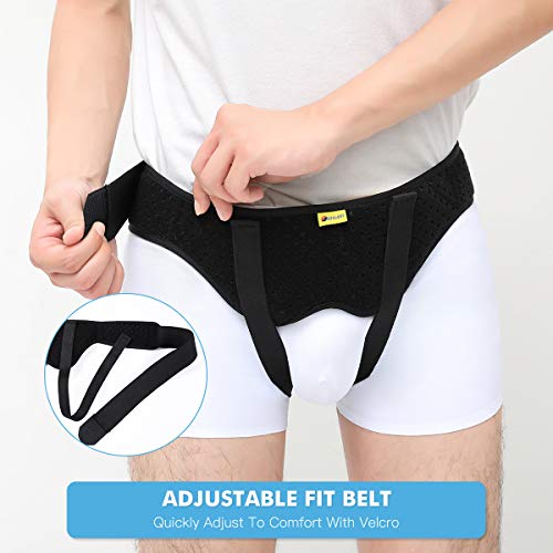 Tenbon Hernia Belt Truss for Single/Double Inguinal or Sports Hernia, Hernia Support Brace for Men for Women Pain Relief Recovery Strap with 2 Removable Compression Pads Comfortable Material