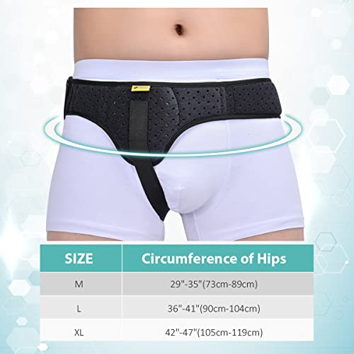 Tenbon Hernia Belt Truss for Men and Women Left or Right Side Supportive Groin Pain Truss With Removable Compression Pads For Pre or Post-Surgical Scrotal, Femoral, Comfortable Adjustable Waist Strap Hernia Guard