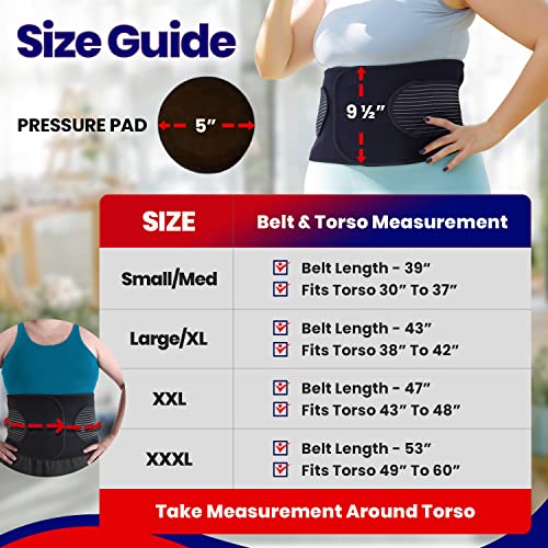 Hernia Belt for Men or Women - Plus Size Abdominal Binder Post Surgery Tummy Tuck Support Belts for Umbilical Hernias, Inguinal, Navel Belly Hernias, Hysterectomy, Postpartum with Stomach Pad (XXXL)