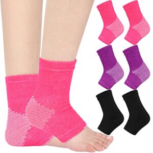 zhanmai 3 pair kids ankle brace for girls compression ankle sleeve support knitted children elastic youth foot arch support compression sleeve jogging soccer fitness running sports, 3 colors (medium)