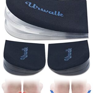 Urwalk 3 Layers Adjustable Supination & Over - Pronation Adhesive Corrective Gel Shoe Inserts, Medial& Lateral Heel Wedge Lifts for