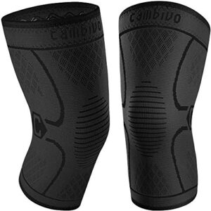 cambivo 2 pack knee brace, knee compression sleeve support for men and women, knee pads for running, hiking, meniscus tear, arthritis, joint pain relief (black, xx-large)
