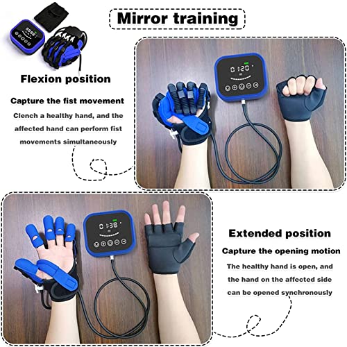 XUETAO Finger Rehabilitation Training Robot Gloves, Finger Splint Braceability Electric Finger Hand Training for Training Finger Flexion Correction Hand Function Recovery(Color:Right Hand,Size:Small)