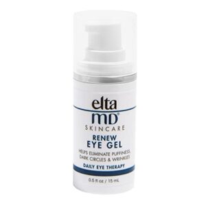 eltamd renew eye gel, under eye gel for puffiness, wrinkles, dark circles, helps reduce fine lines and wrinkles, anti aging serum for face, oil free formula, 0.5 oz pump