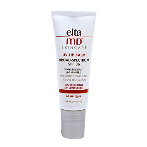 EltaMD UV Lip Balm Sunscreen for Lips, SPF 36 Lip Sunscreen with Zinc Oxide, Moisturizing Lip Balm for Dry Cracked Lips, Water Resistant SPF Lip Balm, Fragrance-Free, 1 Pack, 0.28 oz Tube