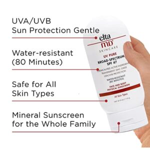 EltaMD UV Pure SPF 47 Kids Sunscreen, Broad Spectrum Sunscreen for Kids Face and Body, Oil Free, Water Resistant up to 80 Minutes, Mineral Kids Sunscreen Lotion with Zinc Oxide, 4.0 oz Tube
