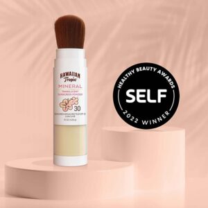 Hawaiian Tropic Mineral Powder Sunscreen Brush, SPF 30 | SPF Powder Sunscreen for Face, Brush On Sunscreen Powder for Face, Translucent Powder Sunscreen, SPF 30