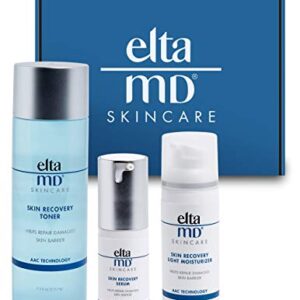 EltaMD Skin Recovery System Facial Skin Care Set includes Gentle Essence Toner, Serum and Light Moisturizer, 3-Piece Set