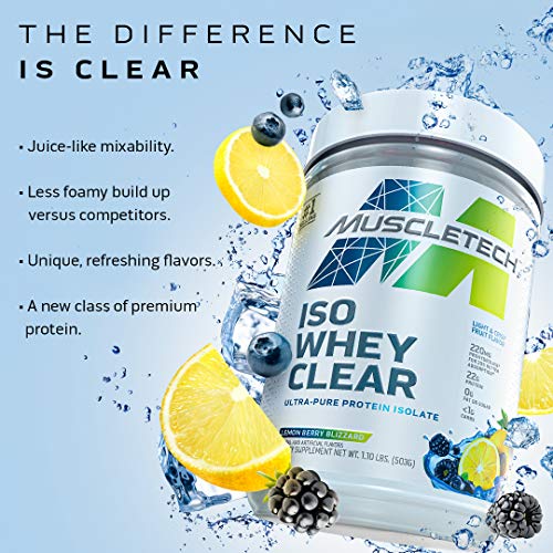 Whey Protein Powder | MuscleTech Clear Whey Protein Isolate | Whey Isolate Protein Powder for Women & Men | Clear Protein Drink | 22g of Protein, 90 Calories | Orange Dreamsicle, 1.1lb (19 Servings)