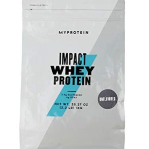 Myprotein Impact Whey Protein Blend, Unflavored, 2.2 lbs (40 Servings)