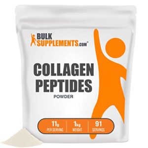 bulksupplements.com collagen peptides powder – hydrolyzed collagen powder, collagen supplement – 11g of bovine collagen powder per serving – collagen powder unflavored (1 kilogram – 2.2 lbs)