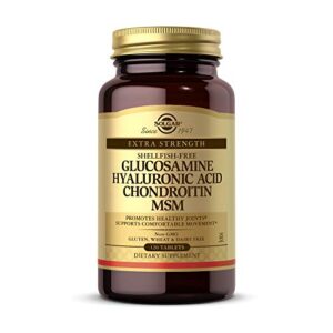 solgar glucosamine hyaluronic acid chondroitin msm, 120 tablets – supports healthy joints & range of motion & flexibility – extra strength, shellfish free – non-gmo, gluten free – 40 servings