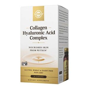solgar collagen hyaluronic acid complex, 30 tablets – hydrolyzed collagen type 2 – helps with fine lines & wrinkles – boosts skin collagen & elasticity – non-gmo, gluten & dairy free – 30 servings