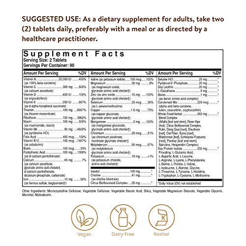 Solgar Formula VM-2000 (Multinutrient System), 180 Tablets - Premium Quality Multiple - Contains Zinc - Supports A Healthy Immune System - Vegan, Dairy Free, Kosher - 90 Servings