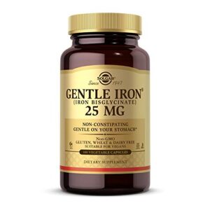 solgar gentle iron – ideal for sensitive stomachsred blood cell supplement, , non constipating & gmo, vegan, gluten & dairy free, kosher – 180 servings, unflavored, 180 count