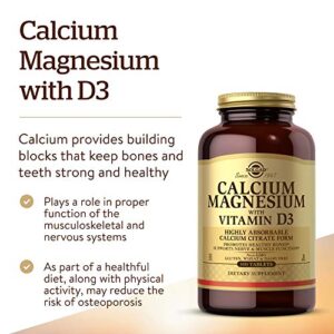 Solgar Calcium Magnesium with Vitamin D3, 300 Tablets - Promotes Healthy Bones, Supports Nerve & Muscle Function - Highly Absorbable Form - 60 Servings