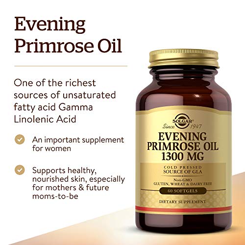 Solgar Evening Primrose Oil 1300 mg 60 Softgels - Promotes Healthy Skin & Cardiovascular Health - Nutritional Support for Women - Non-GMO Gluten Free Dairy Free - 60 Servings