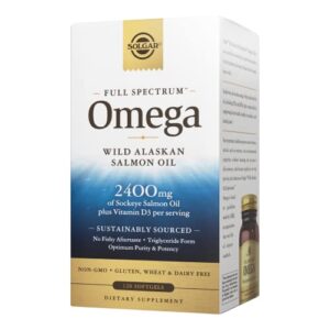 solgar wild alaskan full spectrum omega, 120 softgels – supports heart, brain, bone and skin health – provides vitamin d3 – rich source of epa & dha – non gmo, gluten free, dairy free – 60 servings