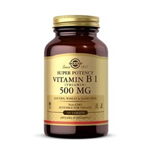 solgar vitamin b1 (thiamin) 500 mg, 100 tablets – energy metabolism, healthy nervous system, overall well-being – super potency – non-gmo, vegan, gluten/dairy free – 100 servings