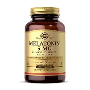 solgar melatonin 5 mg, 120 nuggets – helps promote relaxation & sleep – clinically-studied melatonin – supports natural sleep cycle – vegan, gluten free, dairy free, kosher – 120 servings