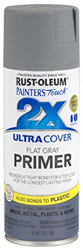 Rust-Oleum 249127 Painter's Touch 2X Ultra Cover, 12 Oz, Flat Black & 249088 Painter's Touch 2X Ultra Cover, 12 Fl Oz (Pack of 1), Flat Gray Primer, 12 Ounce