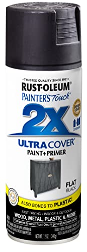 Rust-Oleum 249127 Painter's Touch 2X Ultra Cover, 12 Oz, Flat Black & 249088 Painter's Touch 2X Ultra Cover, 12 Fl Oz (Pack of 1), Flat Gray Primer, 12 Ounce