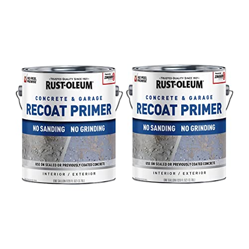 Rust-Oleum 338806-2PK Concrete & Garage Floor Recoat Primer, Gallon, Gray, 2 Pack