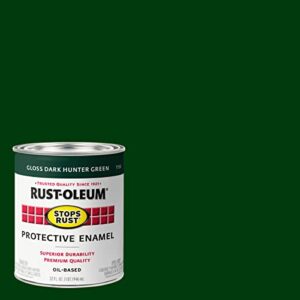 Rust-Oleum 7733502-2PK Stops Rust Brush On Paint, 1 Quarts (Pack of 2), Gloss Dark Hunter Green, 2 Can