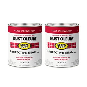 rust-oleum 7763502-2pk stops rust brush on paint, 1 quarts (pack of 2), gloss carnival red, 2 can