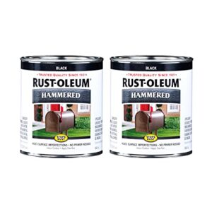 rust-oleum 7215502-2pk stops rust hammered finish paint, quart, black, 2 pack