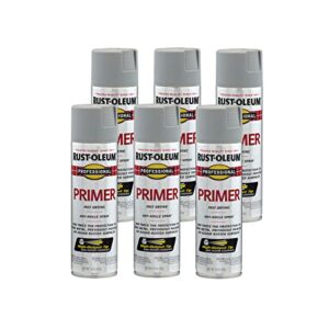 rust-oleum 7582838-6pk professional primer spray, 15 oz, flat gray, 6 pack