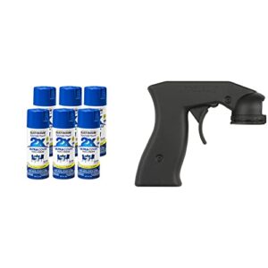 rust-oleum 249114-6 pk painter’s touch 2x ultra cover, 6 pack, gloss deep blue & 243546 standard spray grip