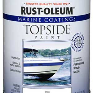 Rust-Oleum 206999 Marine Topside Paint, Gloss White, 1-Quart & 207009 Marine Anti-Slip Additive 1/2-Pint, 4 Ounce (Pack of 1), Clear, 11 Fl Oz